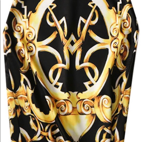 NWT Black & Gold Baroque Pencil Skirt - Picture 5 of 7